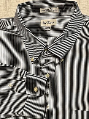 Paul Frederick Mens•18.5/36 ButtonDown Oxford White Striped Dress Shirt EasyCare - Image 1 of 4