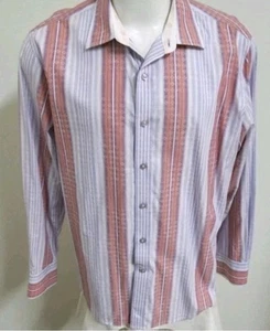 XL lila/orange gestreiftes Robert Graham Herren Hemd Baumwolle #61F - Bild 1 von 7