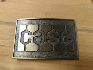 VINTAGE 1970s *CASE* J.I. CASE TRACTOR BLOCK LOGO BRASS BELT BUCKLE - Picture 1 of 4
