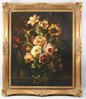 J91F02- Gemälde, Stillleben mit Blumenvase, undeutlich signiert