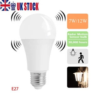 PIR Motion Sensor Light Bulbs E27 5-12W LED Lamp Infrared Auto Energy Saving UK - Picture 1 of 14