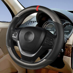 15" Car Steering Wheel Grip Cover Carbon Fiber Rubber for Nissan Altima Frontier