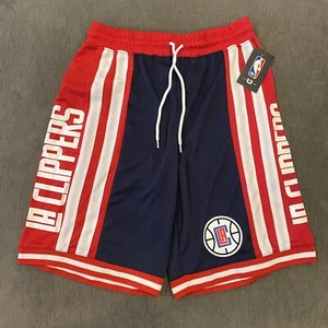 NBA License LA Clippers Basketball BBall Red Blue Knit Shorts Mens Sz S M L XXL - Picture 1 of 12