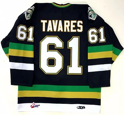 CAMISETA DE JOHN TAVARES AUTÉNTICA DE LOS CABALLEROS DE LONDRES OHL ISLEÑOS DE NUEVA YORK Foto 1 de 4