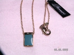 ...PREMIER DESIGNS...Gold Tone, Blue Enamel Pendant Necklace... - Picture 1 of 4