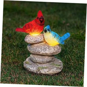 Solar Garden Statues Outdoor Decor, Garden Sculptures Stones Statue Red-blue - Picture 1 of 7