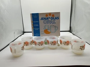 Vintage Schott Mainz European Milk Glass Floral Coffee Tea Cups Mugs X6 Box RARE - Picture 1 of 11