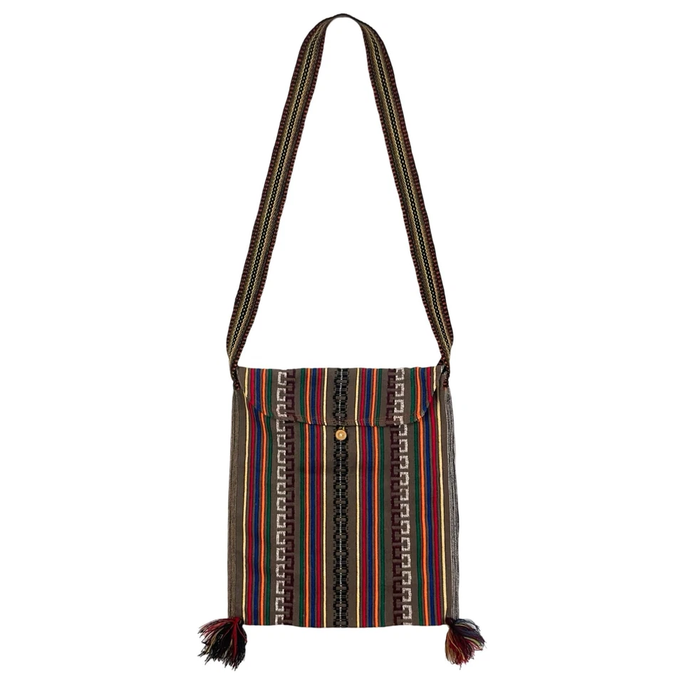 Bolso de Tapiz Vintage Años 90 Colorido Rayas Acrílico Cartera Años 90 Bandolera Bolso de Mano Foto 1 de 4