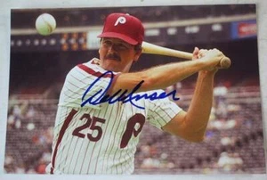 Del Unser Philadelphia Phillies Autographed Signed Color Snap Shot Photo 4X6 -- - Picture 1 of 1