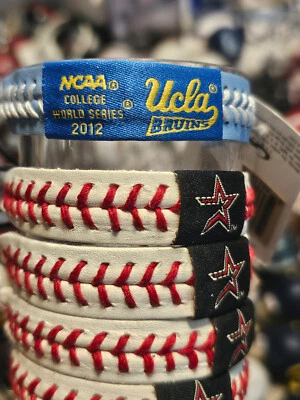 UCLA BRUINS BLUE CWS COLLEGE WORLD NCAA  BASEBALL BRACELET LEATHER - Image 1 of 4