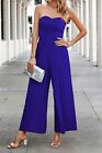 Womens Jumpsuits Sexy Bandeau Backless Tube Slim Loose Wide Legs Party Rompers