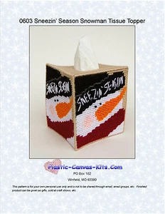 Sneezing Season Snowman Tissue Topper-Plastic Canvas Pattern or Kit - Picture 1 of 1