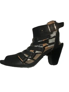 Women’s Ankle Strap Buckle Sandals Peep Toe High Heel Casual Shoes Sz 7 Black - Picture 1 of 23