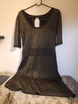 Vestido para mujer Marc New York Andrew Marc negro y dorado talla L  Foto 1 de 4