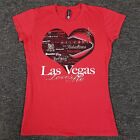 Las Vegas Loves Me Shirt Womens Medium Red Big Bang Brand Cap Sleeve Crew Neck T