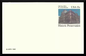 Scott UX97, The 1982 Historic Preservation 13¢ Postal Card - unbenutzt, ganz - Bild 1 von 1