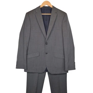 M&S Performance Wool Blend 2 Piece Suit Grey Birdseye Business Men 48R W32 L30.5 - Picture 1 of 24