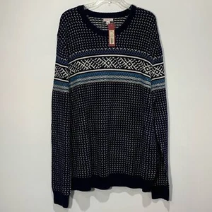 Herren Merona XXLT Nordic Pullover Neu mit Etikett Blau Weiß - Bild 1 von 5