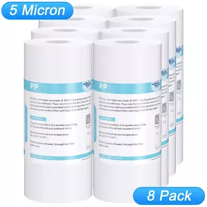 8 Pack 5 Micron 10x4.5" Sediment Water Filter Whole House Cartridges Replacement - Picture 1 of 12
