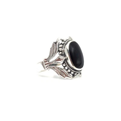 Anillo de plata 925 anillo de banda de ónix negro grandes joyas para hombre m... - Imagen 1 de 4