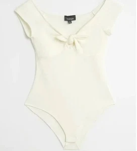 New ModCloth I Could Bow on tie front cream bodysuit 1X - Picture 1 of 10