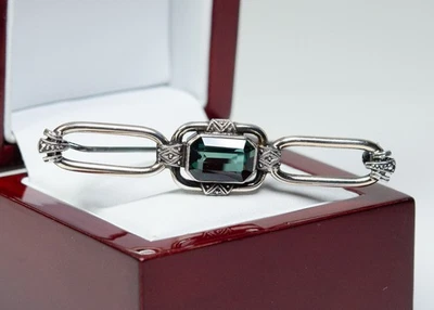 935 Argento - Antico Art Deco Spilla - Blu Spinello - Immagine 1 di 4