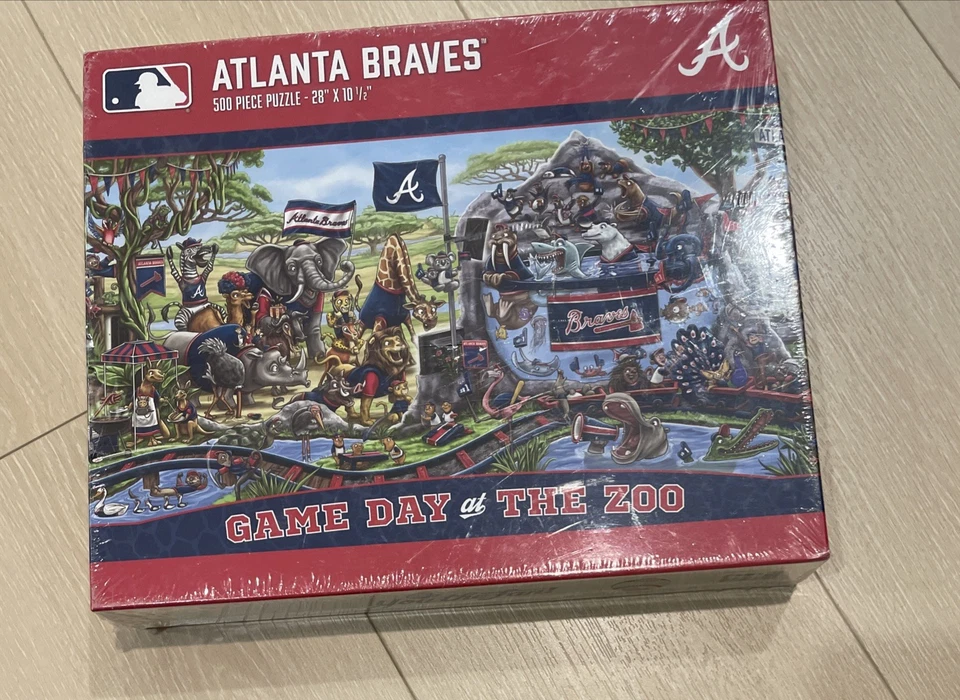Atlanta Braves 500 Piece Puzzle Game Day At The Zoo MLB Official - Image 1 of 1