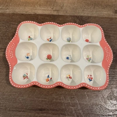 Ramo floreciente mujer pionera gres docena bandeja huevos plato baratija LEER Foto 1 de 4