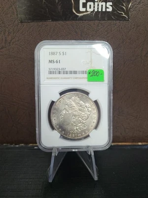 1887-S NGC MS61 MORGAN SILVER DOLLAR  ⭐⭐⭐ #037 - Image 1 of 4