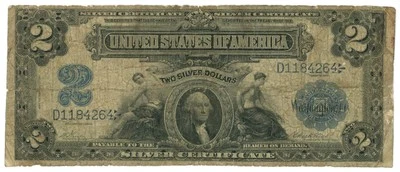 Serie 1899 $2 Certificado Plata FR-251 Mini Ojo de Buey (64693) Foto 1 de 2