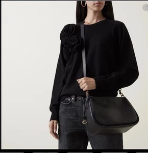 Borsa a tracolla Coach morbida pelle ciottolata Cary convertibile nera CC437 - Foto 1 di 7