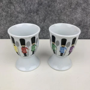Kitchen Craft Novelty Soldiers Ceramic Egg Cup Set X 2 With Hand Knitted Hats - Picture 1 of 6