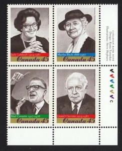 CANADIANS POLITICIANS = Canada 1997 #1664b = MNH LR SE-TENANT BLOCK of 4 - Picture 1 of 1