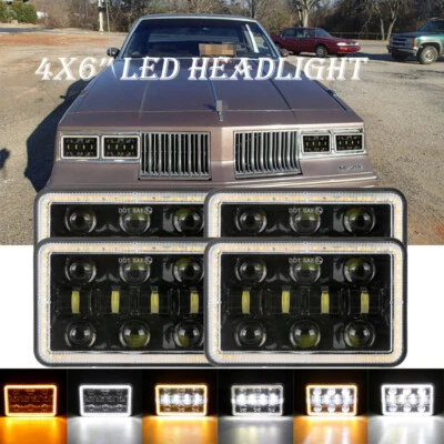 4X 4x6" inch Square LED Headlights Hi/Lo Beam H4 For Oldsmobile Cutlass 1980-88 - Image 1 of 4