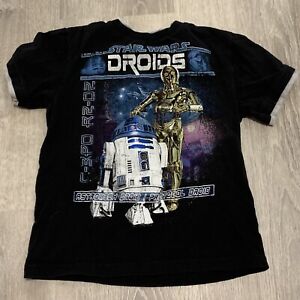 Star Wars Boys T Shirt Sz S Black Droids R2 D2 C3PO Short Sleeve Crew Neck