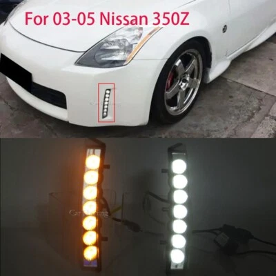 1 par de luces diurnas delanteras LED para 03-05 Nissan 350Z con intermitente Foto 1 de 4