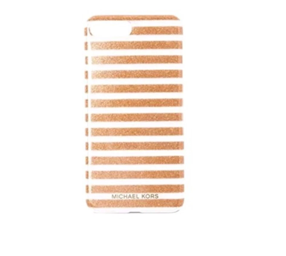 Funda a Presión Michael Kors Rayas Brillantes para iPhone XS y X - Transparente/Dorado Rosa Foto 1 de 3