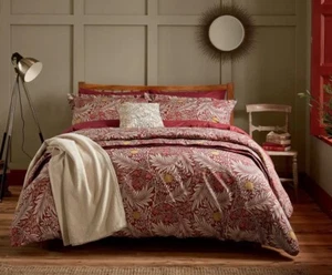 MORRIS & CO Larkspur Red SINGLE Duvet Set. Cover + 1 Oxford Pillowcase. - Picture 1 of 7