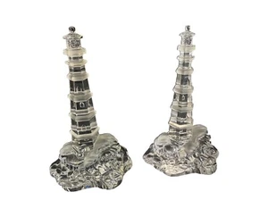 Paar Lenox Licht an Kristallpunkt Leuchttürme 8" Höhe Pagode Deutschland - Bild 1 von 8