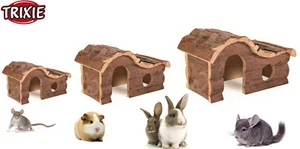 TRIXIE HANNA NATURAL WOODEN RAT CHINCHILLA GUINEA PIG RABBIT HOUSE HIDE 3 SIZES - Picture 1 of 5