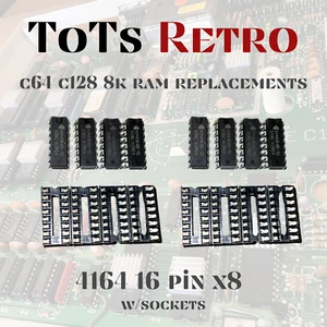 Commodore 64/64c/128/128D ricambio ram 4164 16 pin DIP con prese testate!! - Foto 1 di 1