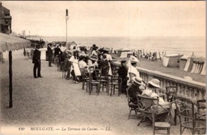 Vintage Postcard-Houlgate France Calvados Co Casino Terrace Beach Cabanas - Picture 1 of 2