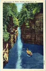Boot verlässt die Flume nutzbare Kluft New York Unposted Postcard - Bild 1 von 2