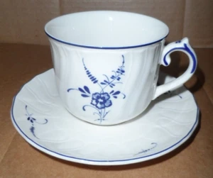 Villeroy Boch Vieux Luxemburg White Blue Flowers Breakfast Cup Saucer - Picture 1 of 20