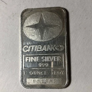 Citibank 1 Ounce .999 Silver Art Bar #101393 - Picture 1 of 2