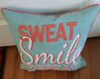 Storehouse 18" x 18" Decorative Throw Pillow "Sweat Smile Repeat" Soft Green New