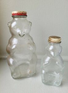 Vintage  Snow Crest Bear Bottle Bank 7" and Small Snow Crest Bear Bottle 5"