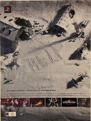 PRINT AD 2001 Extermination PS 2 Game - 7 Miles Above Antarctica Satellite Image - Image 1 of 4