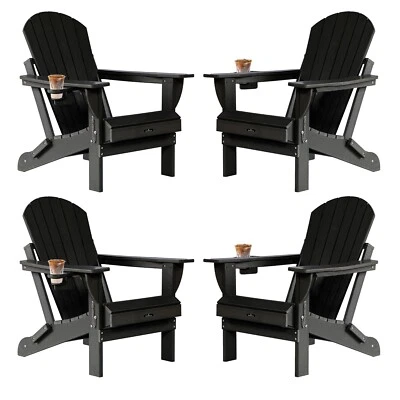 WITHNITURE Adirondack Chairs Set 4, HDPE All-Weather Adirondack Chair, Fire Pit Chair Black