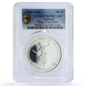 Thailand 200 baht UNICEF Save the Children Child Year PR69 PCGS silver coin 1981 - Picture 1 of 2